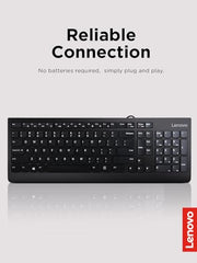 Lenovo 305 USB-C Wired Keyboard & Mouse Combo, Black, Spill-Resistant, Narrow Border, Adjustable Tilt, Full-Size Keyboard & Mouse, Compatible with Laptop, PC, Tablet, USB-C Connectivity Gaming Office