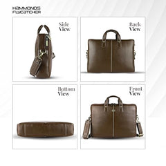 HAMMONDS FLYCATCHER Genuine Leather Office Bag for Men - 15.6 Inch Laptop Bag for Men for Professionals, Business Travelers - Adjustable Straps & Multiple Compartments - 1 Year Warranty - Brown