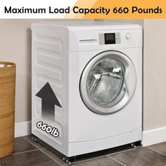 2-Pcs Heavy Duty Furniture Mover Roller Set, Adjustable Washing Machine Stand with Lock Brake, Extendable Appliance Moving Base for Refrigerator, Washing Machine, Sofa, Cupboard