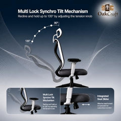 Oakcraft Hurricane Premium Ergonomic Office Chair | Dynamic 2D Lumbar Support | High-Back Executive Chair for Office, Home & Workstation