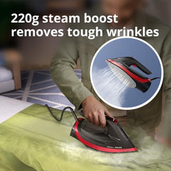 Philips DST6130/40 Steam Iron, Black and Red | 2800W, No Burns Guaranteed, 50 gm/min Steam, 220 gm Ultra Steam Boost, 6 Layer SteamGlide Plus Soleplate