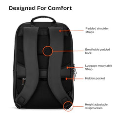 Nasher Miles Madison Passenger Workpack 22 Liters Water Resistant, Padded, Premium Reversed Polyester Black Yellow Laptop Backpack | USB charging| Unisex | Ideal For Office (Black & Yellow)