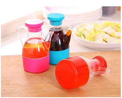 SYGA Set of 3 Small Pot Small Plastic Bottle of Soy Sauce Vinegar Oiler Seasoning with Lid Handle for Convenient Cooking, Eliminate Dripping