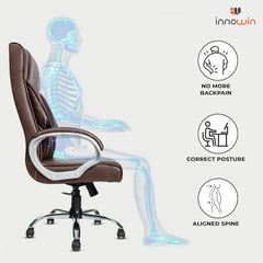 INNOWIN Obama Ergonomic Leatherette Executive High Back Revolving Desk Office Chair (Brown)