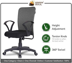 Green Soul Seoul X Office Chair, Mid Back Fabric Ergonomic Home Office Desk Chair with Comfortable & Spacious Seat, Rocking-tilt Mechanism & Heavy Duty Metal Base (Black)