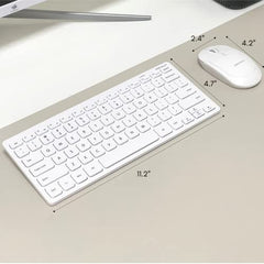 Macally Small Wireless Keyboard and Mouse Combo - An Essential Workspace Duo - 2.4G Wireless Keyboard Mouse for PC - 78 Key Mini Keyboard and Mouse with Slim Body, Quiet Click Buttons, and 3 DPI Modes