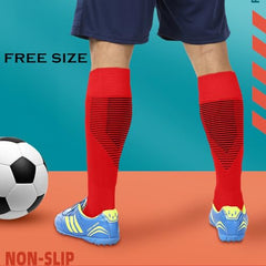 MOMISY Soccer Football Athletic Sports knee High Cotton Blend Socks for Men & Women | Odour Free, Superior Grip-Pack of 1 (Red Black)