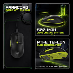 EvoFox Ghost X Pro Tri-Mode Wireless Gaming Mouse with RGB Charging Dock, 54g Ultra-Lightweight, 30,000 DPI Instant S312 Sensor, 8000Hz Polling, 100M Huano Switches, Dual Bluetooth, 2.4GHz, Wired