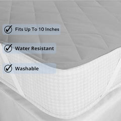 Trance Home Linen 100% Cotton Quilted Mattress Protector Single Siz Bed| Quilted Bed Cover |Water Resistant | Breathable 100% Cotton Pad with Elastic Straps on Corners (75x36 inch, Beige)