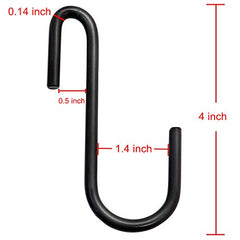 YourGift Steel 10 Pack Heavy Duty S Hooks Black S Shaped Hooks Hanging Hangers Hooks For Kitchen, Bathroom, Bedroom And Office: Pan, Pot, Coat, Bag, Plants(10 Pack/S Hook/Black/2.4 Inch)