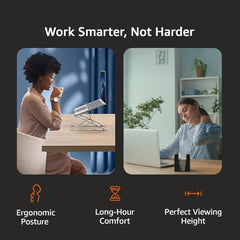 Amazon Basics ABS 2-in-1 Laptop and Mobile Stand, Ergonomic, Adjustable Height, Anti-Slip Base, Heat Dissipation, Portable, Lightweight, Compatible with All Laptops Up to 15.6" (Black)