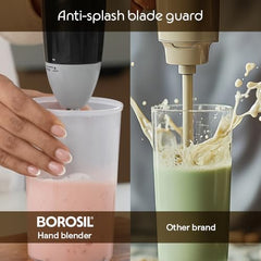 Borosil Smartblend Hand Blender with 800ml Beaker | 300W Silent DC Motor, Detachable & Washable Blending Rod | Stainless Steel Stem for Hot/Cold Blending, Anti Splash | 1 Year Warranty