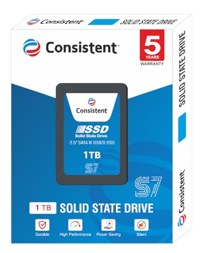 Consistent 2.5 1 TB SSD with SATA III Interface, 6Gb/s,Read/Write Speed Upto - 570/500 MB/s, 5 Years Warranty.