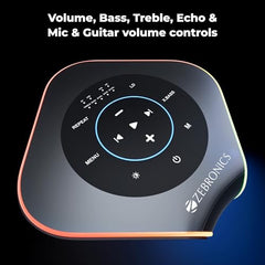 ZEBRONICS 2026 Launch 120W Portable Party Speaker, Dual 13.33cm Drivers, Upto 7hrs Playback, Wireless Mic, TWS Function, 9 RGB Modes, BTv5.3, USB & AUX, Rapid Charge, Carry Handle (Party FYRE 700)