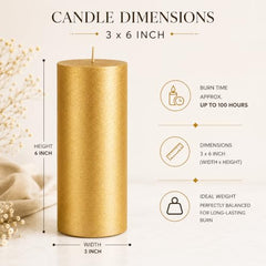 C Lal & Sons Silver Pillar Candle 2x2 Inch | Long Burning Decorative Wax Candle | 20H Burn Time | Unscented Candle for Home Décor, Wedding Decoration, Prayer, Meditation, Festivals & Romantic Ambience
