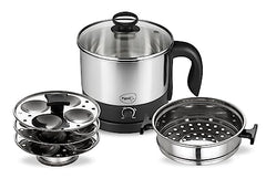 Pigeon Kessel Multipurpose Kettle (12173) 1.2 litres with Stainless Steel Body, used for boiling Water and milk, Tea, Coffee, Oats, Noodles, Soup etc. 600 Watt (Black & Silver)
