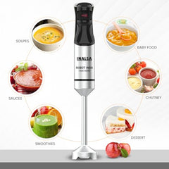 INALSA Hand Blender 1500 W|Silent DC Copper Motor|European Stepless Variable Speed Design| X.Large 1L Chopper|Unique Potato Masher| Detachable| Stainless Steel-Robot INOX 1500 StepUp