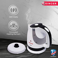SINGER Cutie DX Electric Kettle 1350 Watts | 2 Years Warranty | 1.5 Liters | Quick Boil | Stainless Steel | Cool-Touch Handle and Lid | Auto Shut Off | Tea & Coffee, Instant Noodles, Rice, Soups
