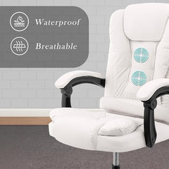 Casa Haus Italia Premium Leatherette Office Chair for Work | Boss Chair, Ergonomic Executive, Luxurious Cushioned Arms & Seat, 2 Point Back Massager, Heavy Duty Metal Base (Burgundy)