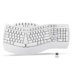Perixx PERIBOARD-612W Wireless Ergonomic Split Keyboard with Dual Mode 2.4G and Bluetooth Feature, Compatible with Windows 10 and Mac OS X System, White, US English Layout