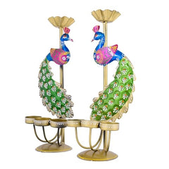 Festive Elegance Peacock Theme Decorative Tealight Stand | traditional handmade