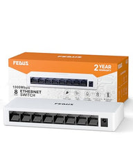 FEDUS Nextport-8000, 8 Port Gigabit Ethernet Switch 1000Mbps, High-Speed Network Splitter & LAN Hub, Plug & Play, Fanless, Desktop Switch for PC, Internet Cable, Laptop, Gaming, Router, NAS, CCTV, TV