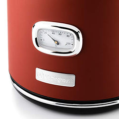 Westinghouse 1.7L 2200W Retro Series Electric Kettle | Fast Boil, Water Boiler For Hot Drinks, Quiet Boil & Detachable Filter | Temperature & Water Level Indicator | 2 Years Warranty (Red)