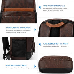 Treggo Premium 30L Anti-Theft Faux Leather Laptop Backpack for Men & Women, Water Resistant Large Travel Daypack, College School Office Casual Backpack with Laptop Compartment