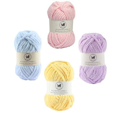NESTNHAVEN , Plush & Cuddly Sets 2.0 , Chenille Yarn Supersoft Hand Knitting Wool Ball, set of 4 , 400 grams (1 Ball/100 Gram Each) Suitable for Craft, Babywear, Toys , Baby Blankets , 5 Bulky, Shades - NNHS 2.0 (Set 26 baby Pink , lilac , hot pink…