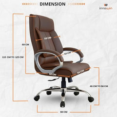INNOWIN Profit High Back Orthopedic Boss Chair with 3 Year Limited Warranty | Leatherette Office Chair | Ergonomic Executive Chair with Spacious Cushioned Seat | Heavy Duty Metal Base | Grey