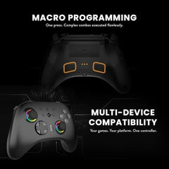 Cosmic Byte Stellaris Controller, 3 Modes Wifi + Bluetooth + Wired for PC, iOS, Android, Hall Effect Trigger and Upgraded TMR Joystick, Macros, 1000mAh Battery, RGB LED, Software Support (Black)