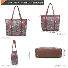 ADISA Women's Office Laptop Handbag Large Printed Shoulder Bag (ADW4087-BLA-ORA)