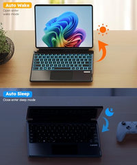 Bucewkde Surface Pro Keyboard for 3/4/5/6/7/7Plus 12.3 Inch, Ultra-Slim Wireless Bluetooth Surface Keyboard with Palm-Rejection Trackpad, 7-Color Backlit, Sleep/Wake Function, Long Battery Life