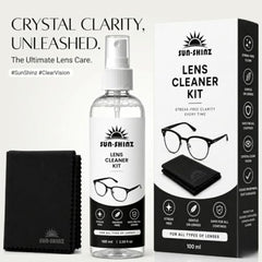 SUN-SHINZ Lens Cleaner Kit – 100ml Streak-Free Spray + Microfiber Cloth | Smudge-Free & Anti-Static Formula | Safe for Eyeglasses, Sunglasses, Camera Lenses & Phone Screens