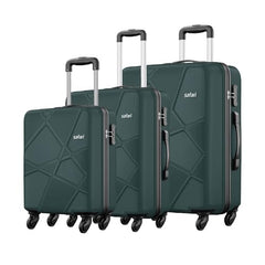 Safari Pentagon Pro 8 Wheels Set of 3 (Cabin + Medium + Large) Trolley Bags, Hard Case Polypropylene, 360º Wheeling Luggage, Suitcase for Travel, Cyan, Spinner Wheels