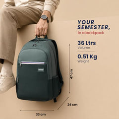 American Tourister Nexa Style 01 | 36L Backpack | Casual Bag | 3 Compartments | School & College Backpack for Men and Women | Olive | 1 Yr Global Warranty