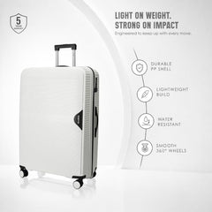 HRX Parabola 3-Piece Luggage Set Intergallcatic Grey Polypropylene Hard Shell Suitcase Set - Premium Travel Trolley Bags with 8 Spinner Wheels, Number Lock & Water Resistant Body