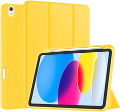 Robustrion Cover for iPad 11th Generation (A16) / 10th Gen Cover Case with [Right Side Pencil Holder] [Auto Sleep Wake] [Soft Back] (2022/2025), Case for iPad 11th 11"/ 10th 10.9" - Yellow