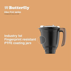 Butterfly ZieraBlack 1000 Watt Mixer Grinder | 6 Jars | Coarse Grinding Jar | Uniform Grinding - Tornado Blade & Lid | Smudge Free & Long Lasting Annealed SS Jars | Torx23 Motor| 5 Years Warranty