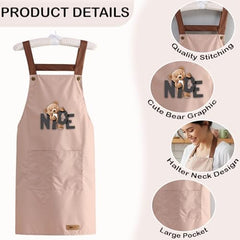 MOMISY Kitchen Apron – Adjustable Cooking Apron with Straps & Front Pockets (Peach)