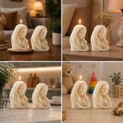 Decorative Fragrance Candle with Raised 3D Ivory Swirl Pillar Artwork | Long Burning Scented Candle for Home Décor, Living Room, Bedroom, Meditation Space, Table Decoration & Gift