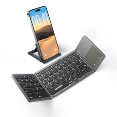 Samsers Foldable Bluetooth Keyboard with Touchpad, Ultra Slim Compact,Black