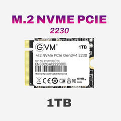 EVM 1TB M.2 NVMe SSD 2230 | PCIe Gen3x4 Internal SSD | 3000MB/s Read | 1900MB/s Write | 3D NAND Flash | Ultra Fast Storage | Compact Size | Laptop & Mini PC Compatible | 5 Year Warranty (EVMNV30/1TB)