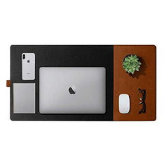 DailyObjects Large Premium Vegan Leather Desk Mat|Anti-Skid|Anti-Slip|85*45cm|Reversible Desk spread Turf Desk/Laptop Mat for Work from Home/Office/Gaming- Extended mouse pad and keyboard desk pad-Tan