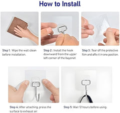 JIALTO Adhesive Hooks, Heavy Duty 5 kg Wall Hooks, Nail-Free Reusable Stainless Steel Sticky Hangers for Multipurpose Kitchen, Bathroom & Home (10 Pcs)