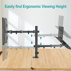 LIONS HEAD Monitor Stand with Laptop Tray - Basic Pole Mount for 22-32 Inch Monitors, Tilt Adjustable, Ergonomic Design, Weight Support 8 kg, Self Installation