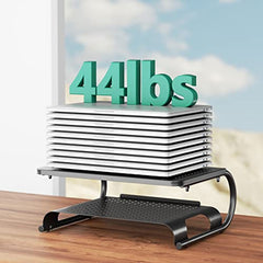 WALI Dual Monitor Stand for Desk, Desk Monitor Riser 3 Height Adjustable, Laptop Riser with Airflow Vents, Desk Organizer for Computer, Laptop, Printer, Notebook (STT003-2), 2 Pack, Black
