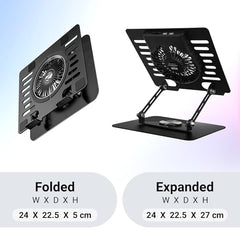 Zebronics NS5500 Rotatable Laptop Cooling Stand, Up to 17-Inch, 360° Rotation, Metal Body, USB Powered Cooling, LED Lights, 3 USB, 2 Type-C Ports, Multi-Angle, Foldable, 5kg Capacity,Anti Rust (Black)