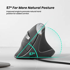 Nulea Wired Vertical Mouse, USB Ergonomic Optical Mouse with 4 Adjustable DPI, 11 RGB Backlight Modes, Compatible for Laptop, PC, Desktop, Mac, Grey