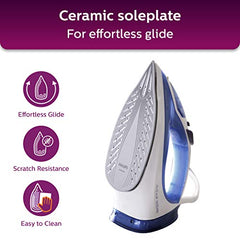 Philips Speed Pro DST3030/70 Steam iron, Green | 2400W, 40g/min Steam, 180g Steam Boost Ceramic Soleplate, Auto Shut-off, Drip Stop Technology, Large 300ml Water Tank